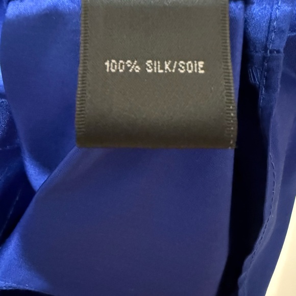 Lafayette 148 Silk Blouse Top Sz 6 Women’s Blue Sleeveless Ruffled Button Up - Picture 8 of 9